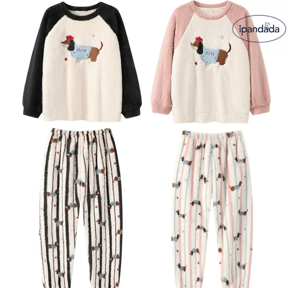 ドッグ柄 ペアパジャマ カップル 冬 ルームウェア 上下セット 長袖 お揃い結婚祝い プレゼント レディース 可愛い メンズ おしゃれ カップル＞セットアップ