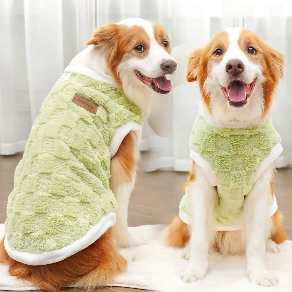 ドッグウェア 大型犬 チェック柄 暖かい 8-42kg 良く伸びて着脱が簡単 手触りが柔らかい 中型 グリーン / 2XL ペット用品＞ウェア