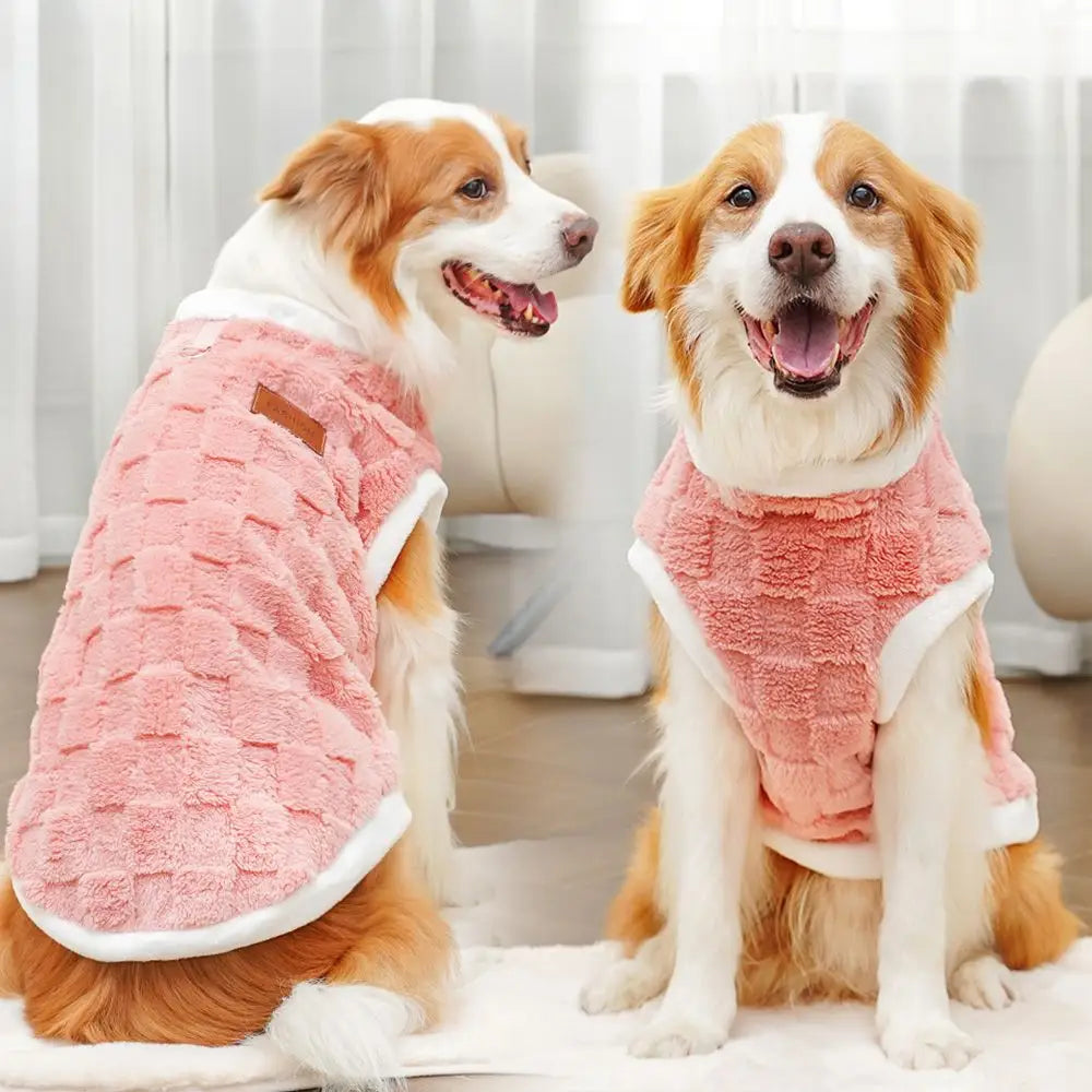 ドッグウェア 大型犬 チェック柄 暖かい 8-42kg 良く伸びて着脱が簡単 手触りが柔らかい 中型 ピンク / 2XL ペット用品＞ウェア