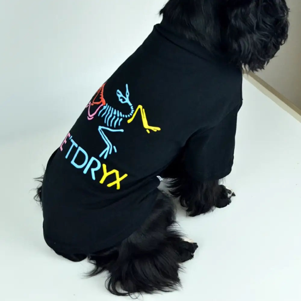 ドッグウェア カットソー 袖あり ハイネック 犬の服 犬用 ペット服 小型犬 英字柄 シンプル おしゃれ カジュアル ブラック / XS ペット用品＞ウェア