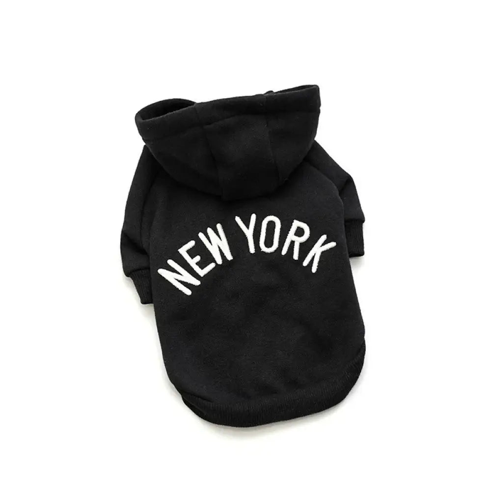 ドッグウェア 犬服 NEW YORK 暖かい 着せやすい パーカー お散歩 かっこいい かわいい おしゃれ かっこい 女の子 男の子 ブラック / S（1.5~2.5KG） ペット用品＞ウェア