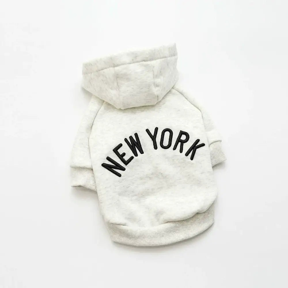 ドッグウェア 犬服 NEW YORK 暖かい 着せやすい パーカー お散歩 かっこいい かわいい おしゃれ かっこい 女の子 男の子 グレー / S（1.5~2.5KG） ペット用品＞ウェア
