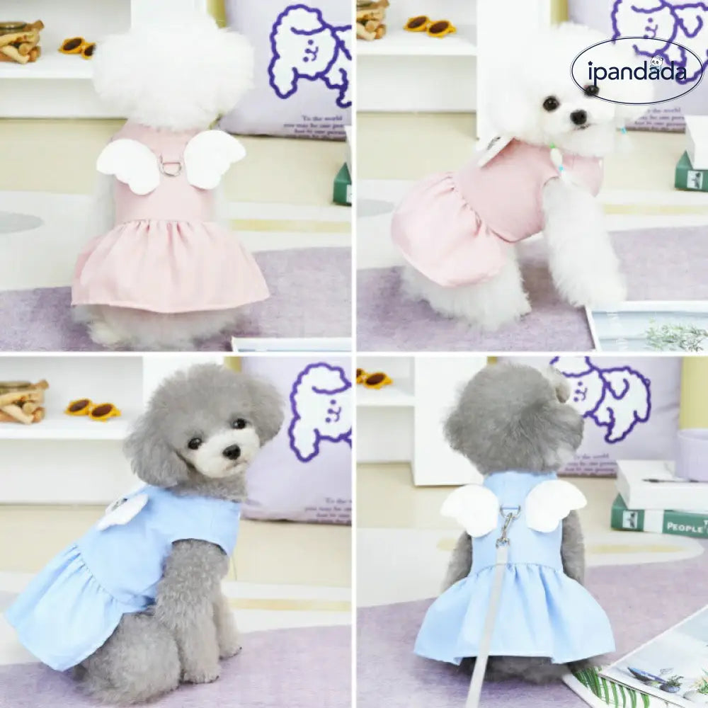 ドッグウェア 犬服 犬用ウェア ペットウェア ワンピース ドレス スカート 天使 フリル レース 小型犬用 可愛い おしゃれ お散歩 ID2335