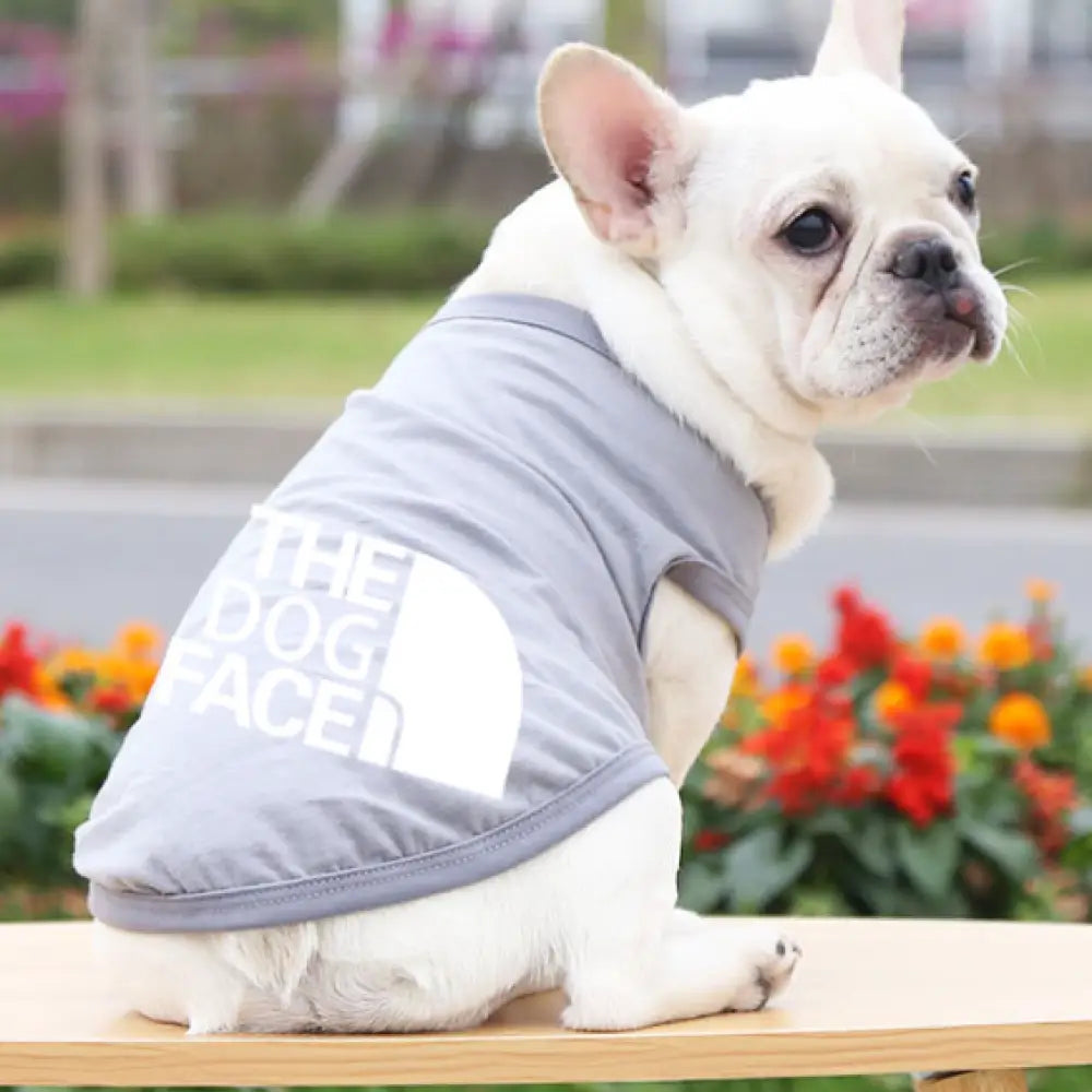 ID389 ドッグウェア THE DOGFACE 春 夏 秋 オールシーズンマナーウェア 抜け毛防止 薄手 暑さ対策 タンクトップ ノースリーブ スポーツ ドッグラン かわいい 涼しい ペットウェア 犬服 グレー② / XS