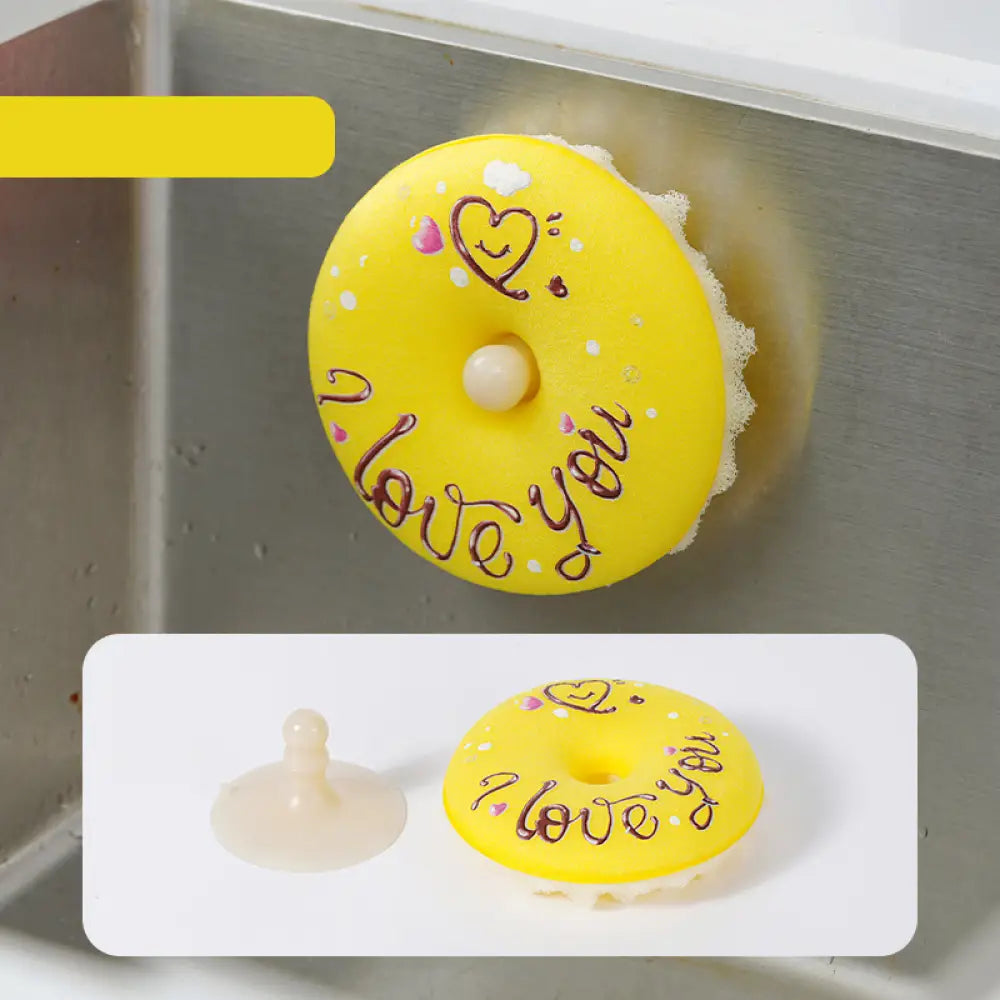 ドーナツ型 食器洗いスポンジ 耐久性 厚手 キッチン清掃専用 スポンジクロス 汚れ落とし マジッククロス 柄ランダム ID2205 イエロー インテリア雑貨>その他