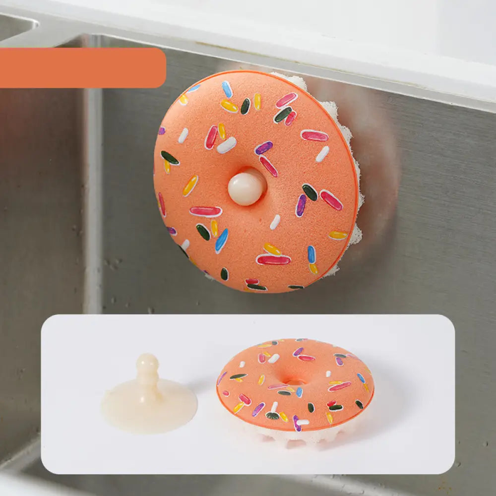 ドーナツ型 食器洗いスポンジ 耐久性 厚手 キッチン清掃専用 スポンジクロス 汚れ落とし マジッククロス 柄ランダム ID2205 オレンジ インテリア雑貨>その他