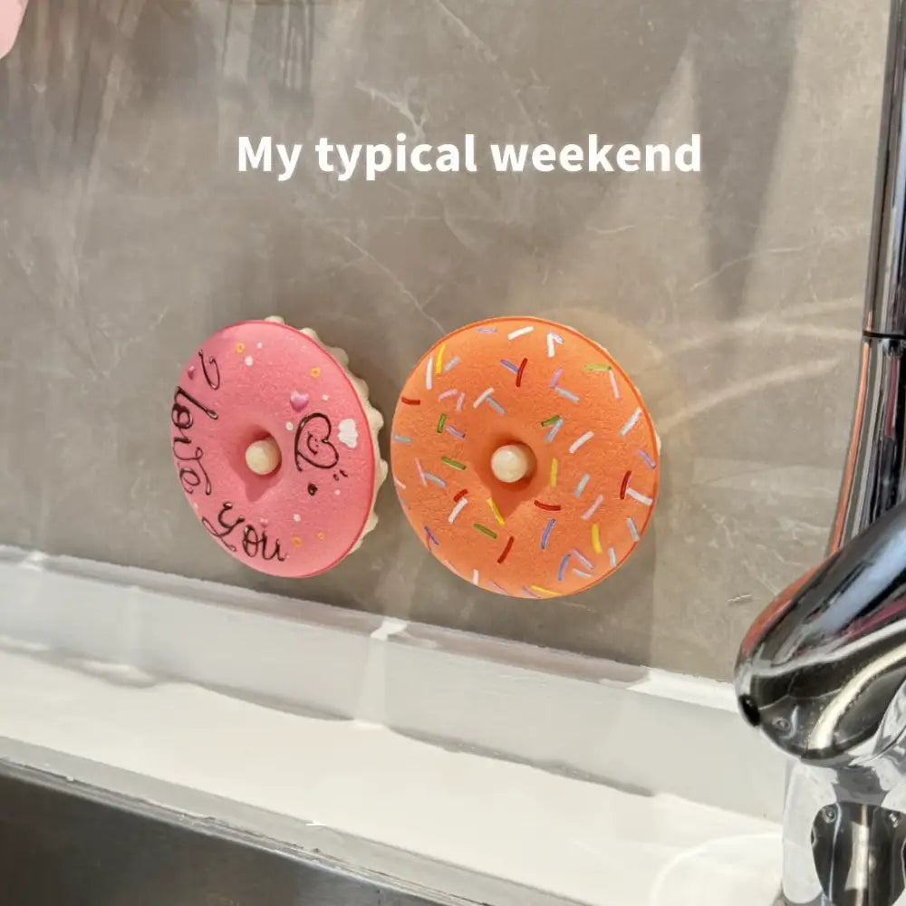 ドーナツ型 食器洗いスポンジ 耐久性 厚手 キッチン清掃専用 スポンジクロス 汚れ落とし マジッククロス 柄ランダム ID2205 オレンジ + ピンク インテリア雑貨>その他