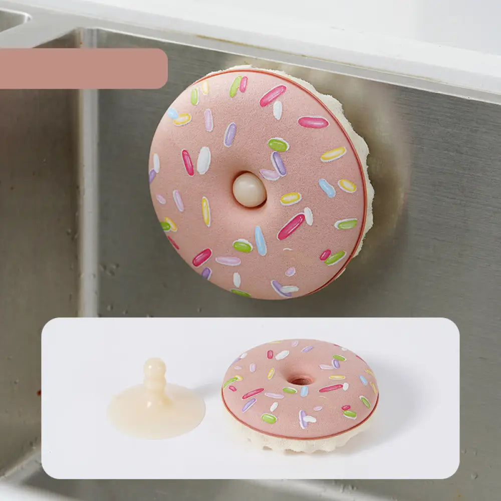 ドーナツ型 食器洗いスポンジ 耐久性 厚手 キッチン清掃専用 スポンジクロス 汚れ落とし マジッククロス 柄ランダム ID2205 ピーチピンク インテリア雑貨>その他