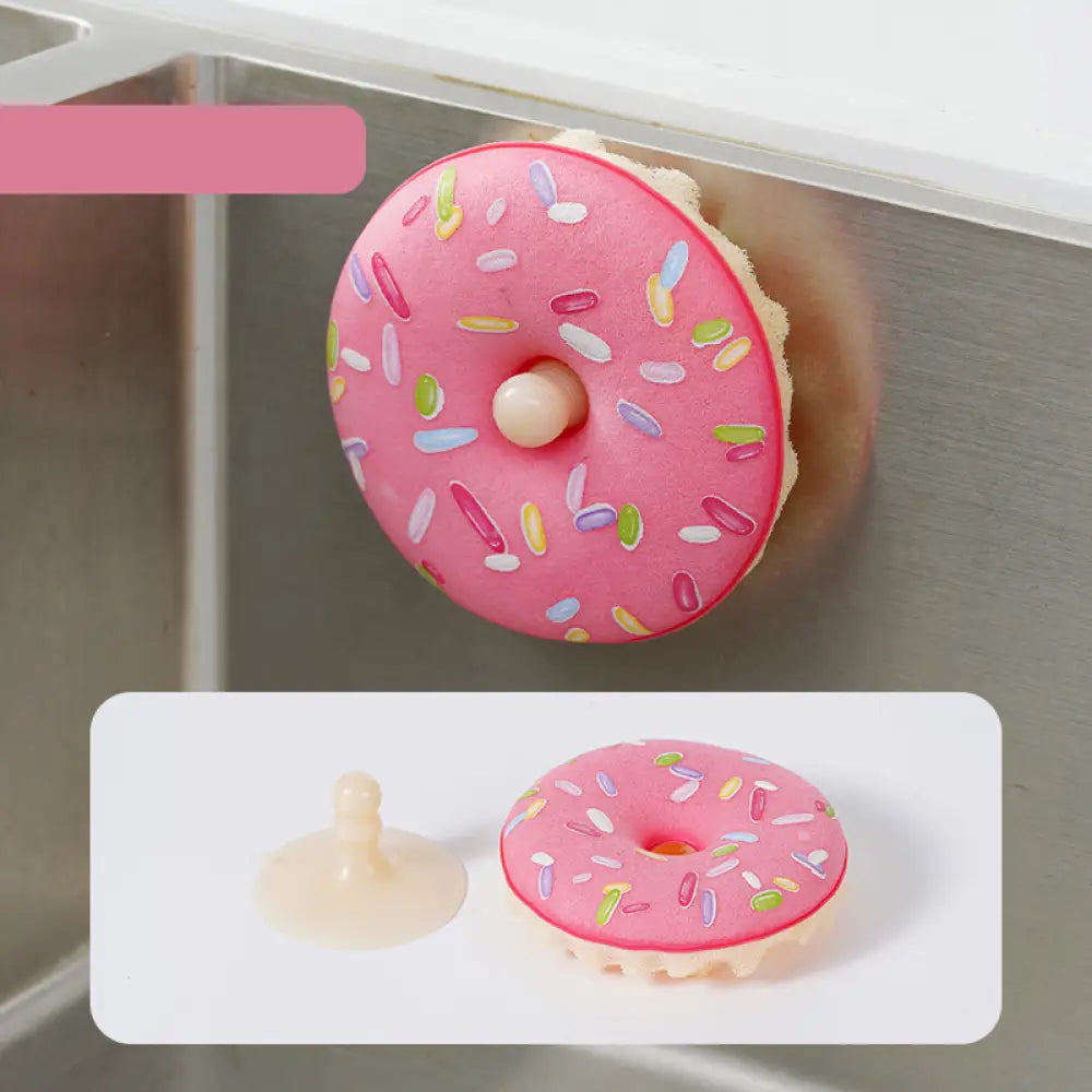 ドーナツ型 食器洗いスポンジ 耐久性 厚手 キッチン清掃専用 スポンジクロス 汚れ落とし マジッククロス 柄ランダム ID2205 ピンク インテリア雑貨>その他