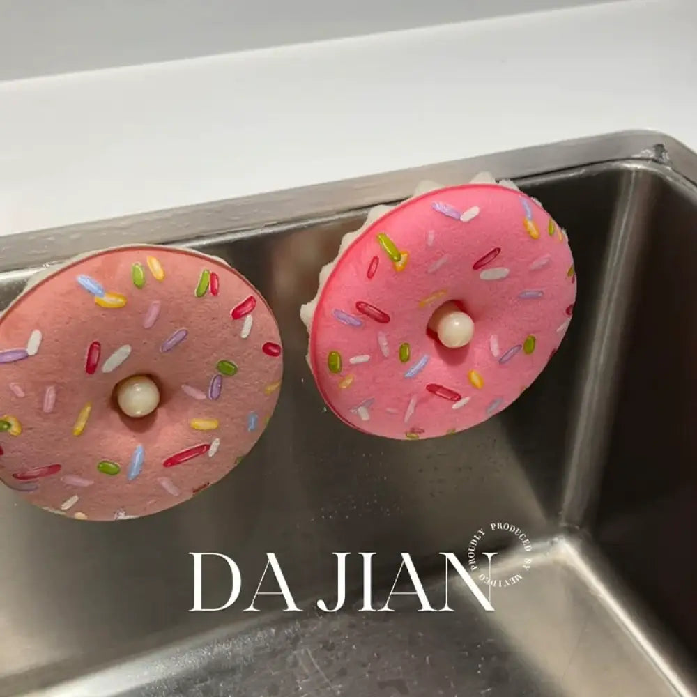 ドーナツ型 食器洗いスポンジ 耐久性 厚手 キッチン清掃専用 スポンジクロス 汚れ落とし マジッククロス 柄ランダム ID2205 ピンク + ピーチピンク インテリア雑貨>その他