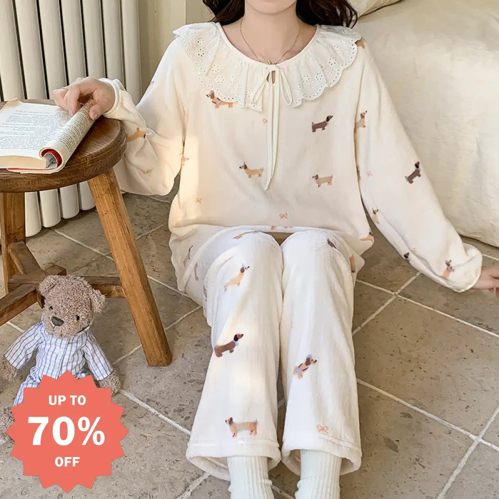 冬 フリース パジャマ レディース 厚手 サンゴフリース かわいい 花柄 フランネル 保温 ルームウェア セットアップ ID2654