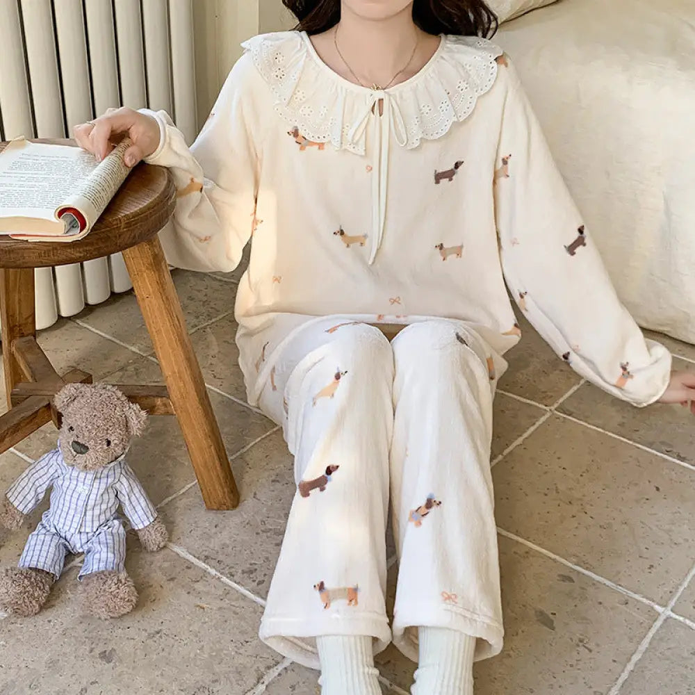 冬 フリース パジャマ レディース 厚手 サンゴフリース かわいい 花柄 フランネル 保温 ルームウェア セットアップ ID2654 タイプ② / M