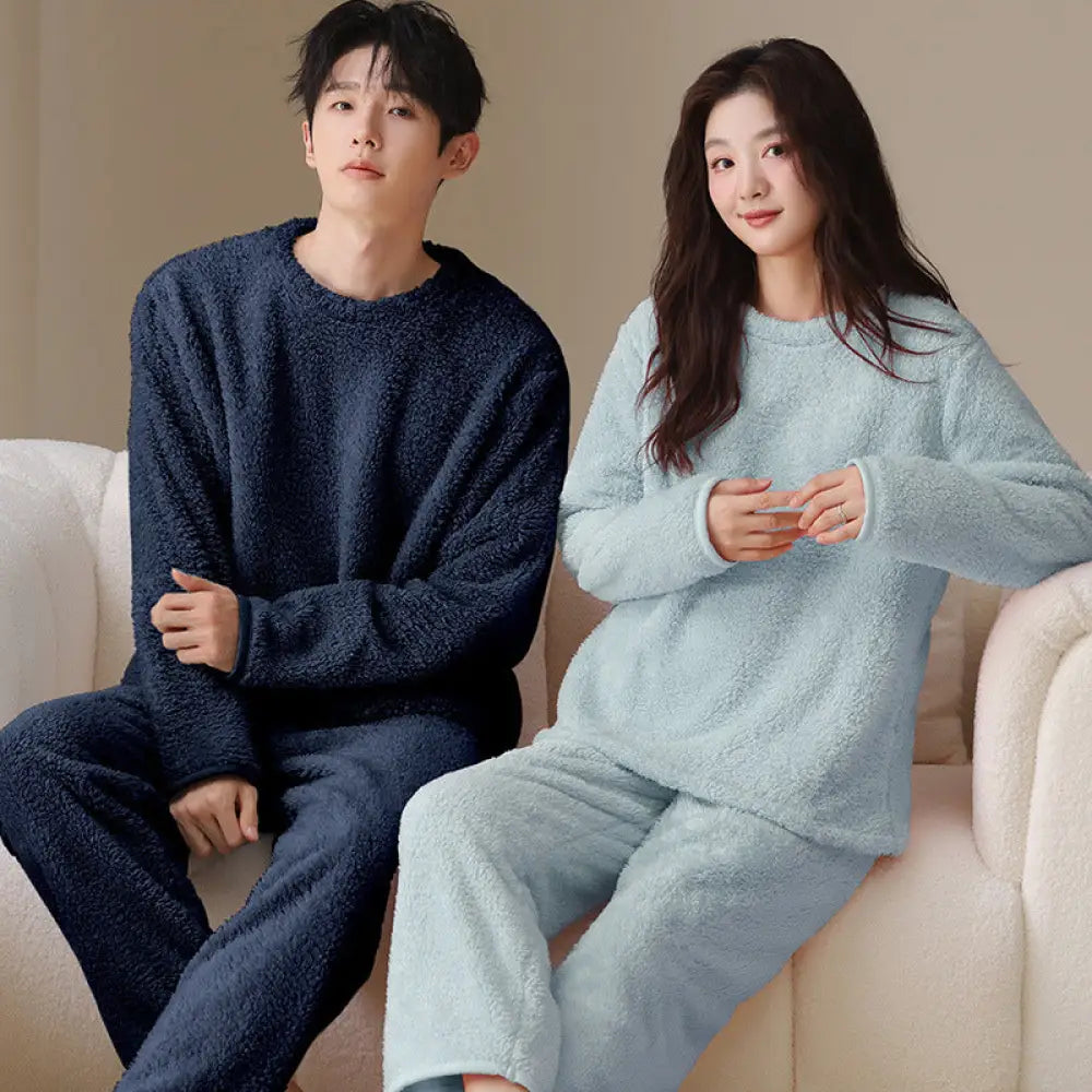 冬季 カップル用 パジャマ フランネル コーラルフリース 男女兼用 セット ID3495 タイプ④ / レディースＭ