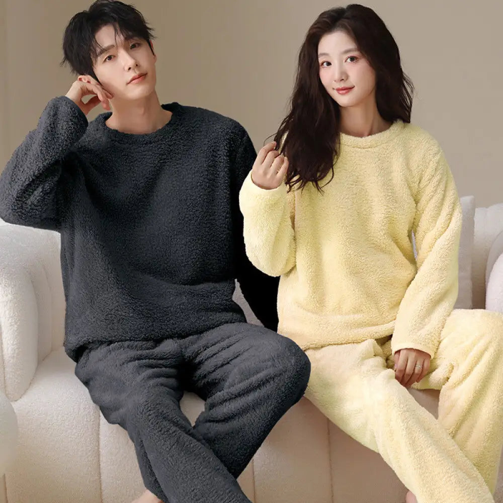 冬季 カップル用 パジャマ フランネル コーラルフリース 男女兼用 セット ID3495 タイプ③ / レディースＭ