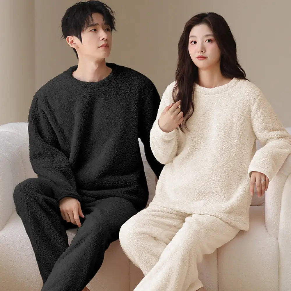 冬季 カップル用 パジャマ フランネル コーラルフリース 男女兼用 セット ID3495 タイプ② / レディースＭ