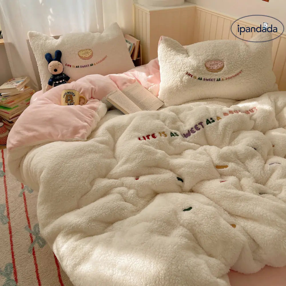 冬季 ミルクフリース フリース ベッドカバーセット 厚手 保温 コーラルフリース シーツ 掛け布団カバー 3点セット ID3201 寝具＞寝具セット