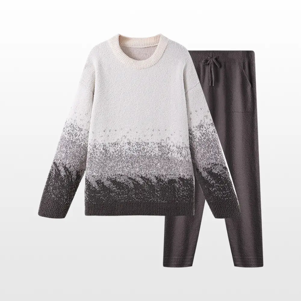 冬季 レディース パジャマ セット 保温 ストライプ ゆったり 快適 パジャマ ID3651 グレー / M