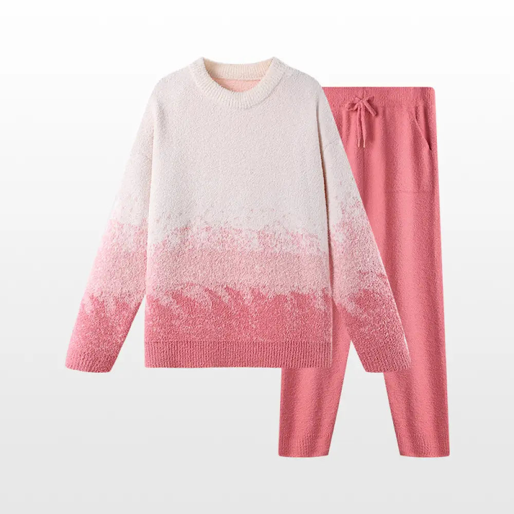 冬季 レディース パジャマ セット 保温 ストライプ ゆったり 快適 パジャマ ID3651 ピンク / M