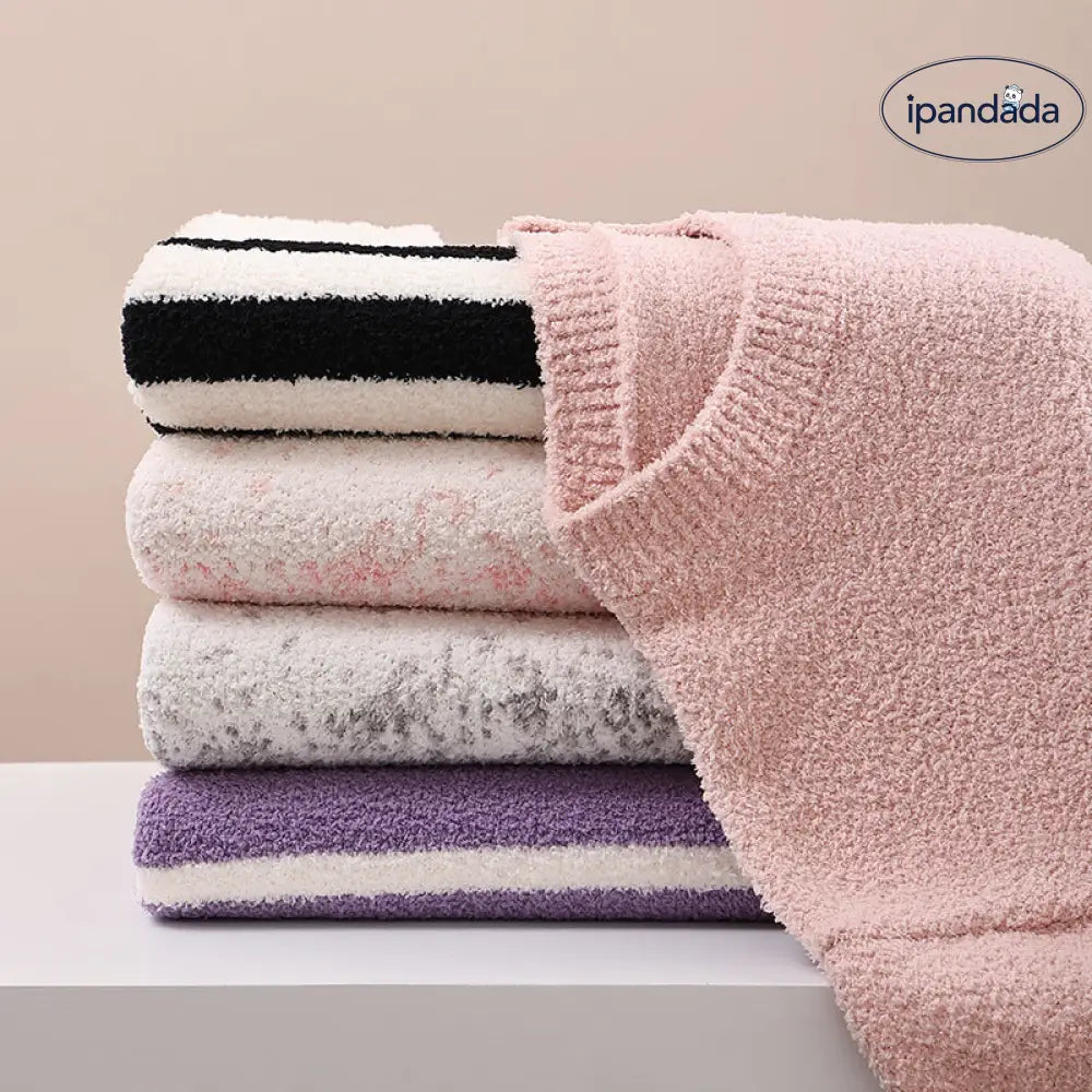 冬季 レディース パジャマ セット 保温 ストライプ ゆったり 快適 パジャマ ID3651