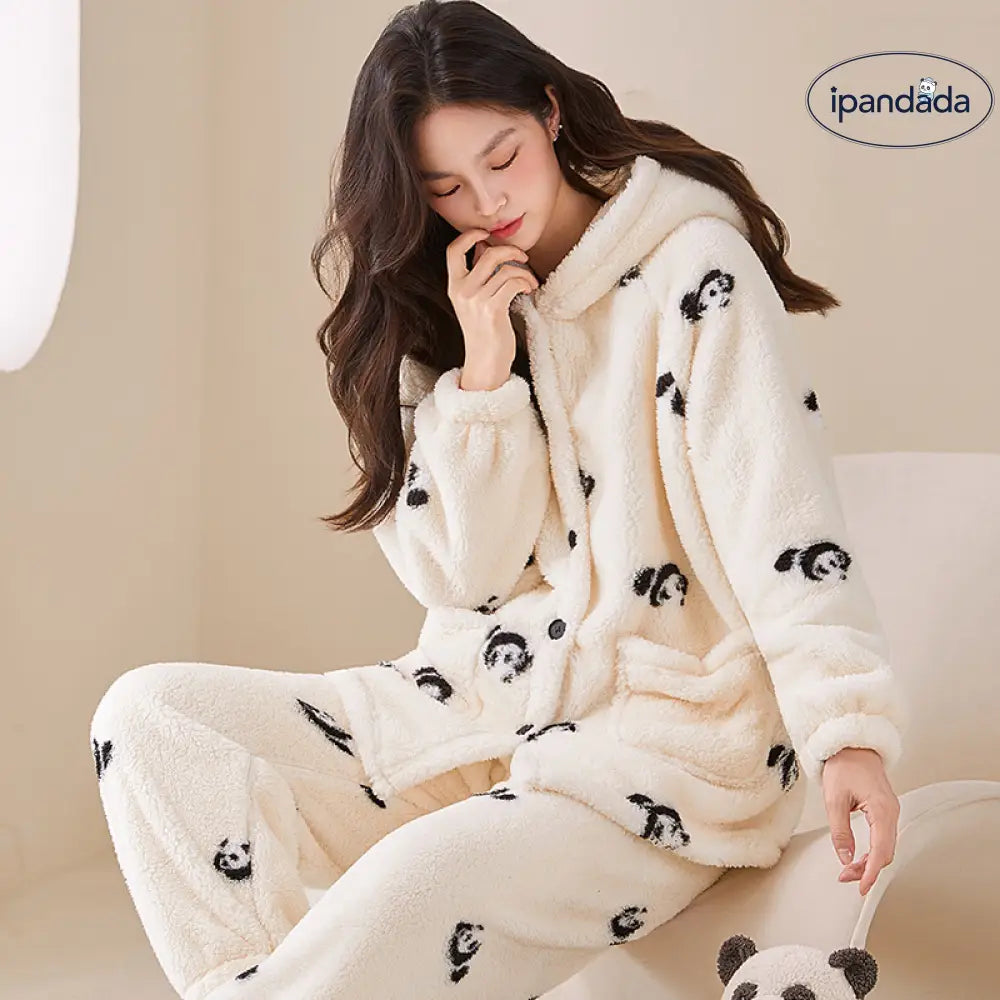 冬 コーラルフリース レディース パジャマセット 可愛い フード付き