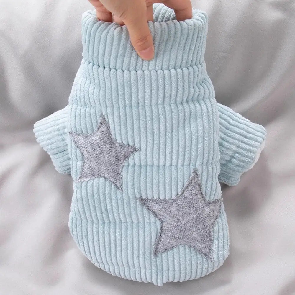 冬 ペットウェア 厚手 星柄 2足型 コットンウェア 子犬 小型犬 猫用 秋冬 保温 ID3271 ブルー / XS