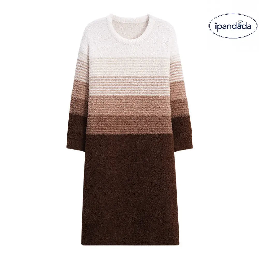 冬 レディース パジャマ フリース ふわふわ 長袖 ワンピース ゆったり 韓国風 カジュアル ラウンドネック レディース ルームウェア ID3645