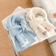 冬 ショール ネックウォーマー 保温 あたたかい ふわふわ ニット かわいい 猫 デザイン スカーフ レディース ID3054