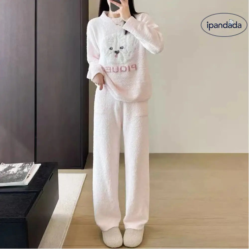 冬 ソフト フリース フリース ルームウェア 厚手 フリース パジャマ ID3744