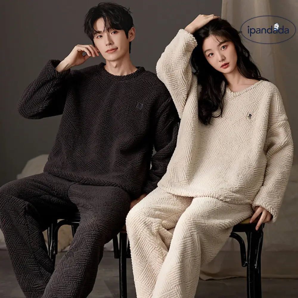 冬 新作 カップルセット パジャマ レディース 厚手 サンゴフリース 可愛い フランネル 冬用 ルームウェア カジュアル ID3710