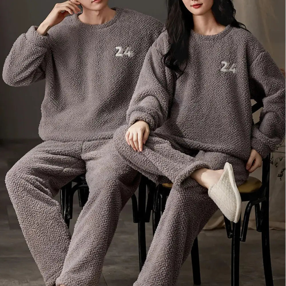冬 新作 カップルセット パジャマ レディース 厚手 サンゴフリース 可愛い フランネル 冬用 ルームウェア カジュアル ID3710 タイプ④ / レディースＭ
