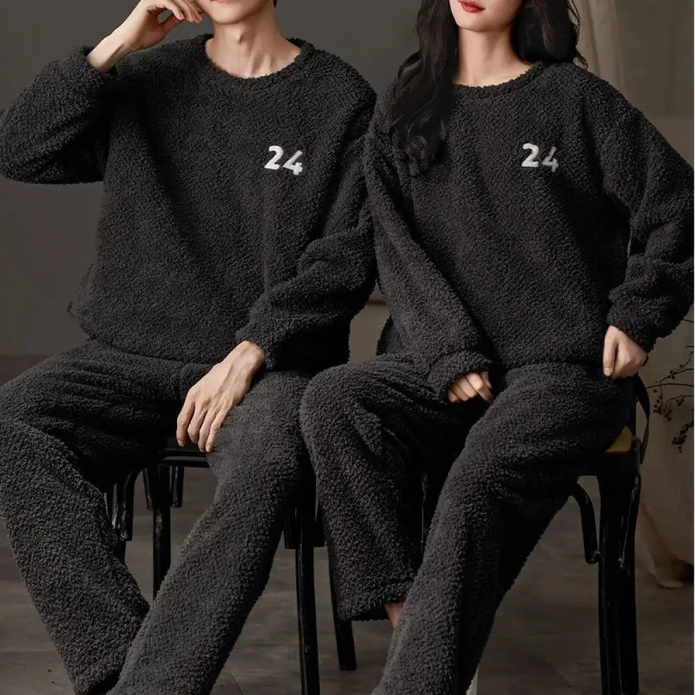 冬 新作 カップルセット パジャマ レディース 厚手 サンゴフリース 可愛い フランネル 冬用 ルームウェア カジュアル ID3710 タイプ⑤ / レディースＭ