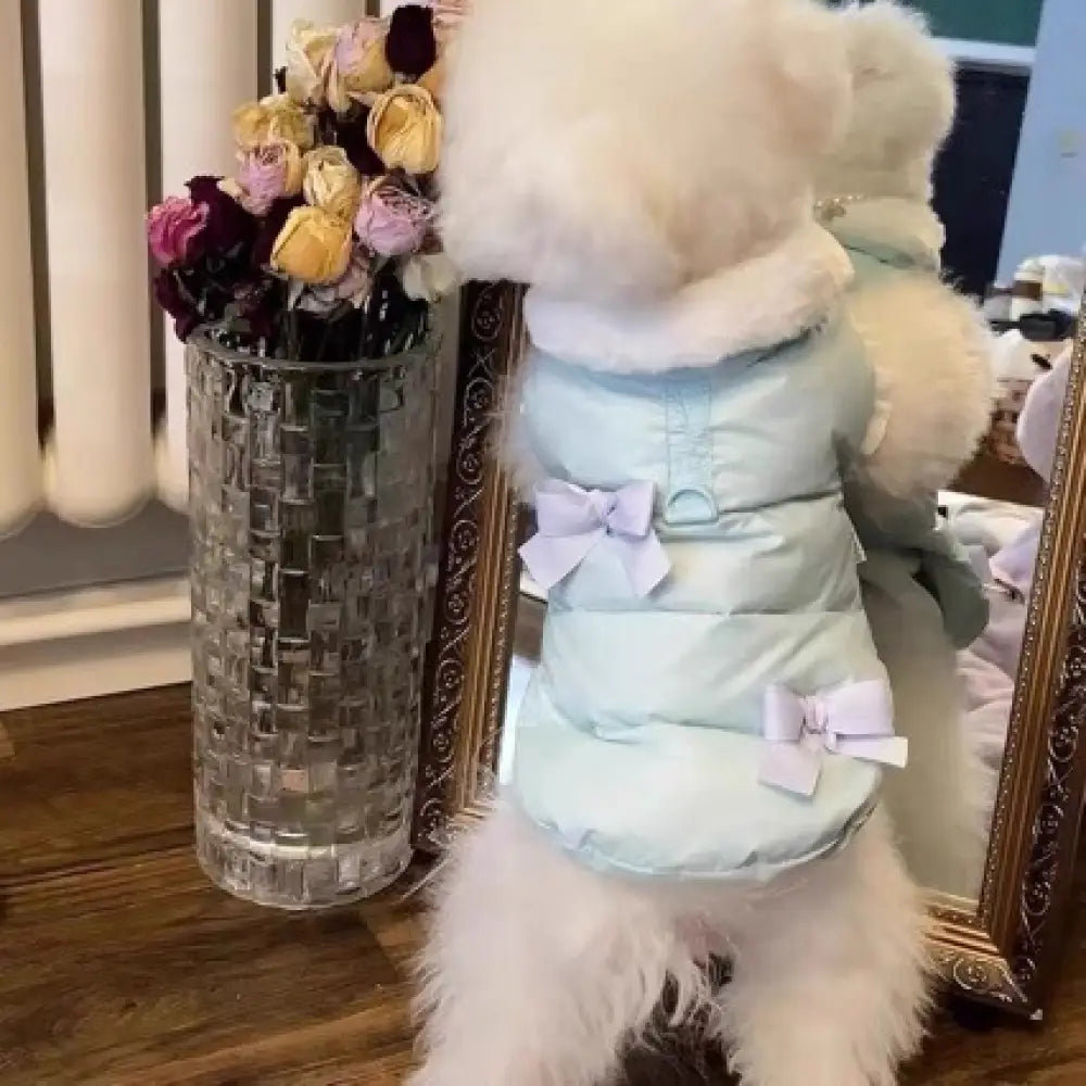 冬用 保温 ドッグ 蝶結び コットンジャケット ペット用 秋冬 保温 猫用 ベスト プリンセス タイディ 小型犬用 ID3471