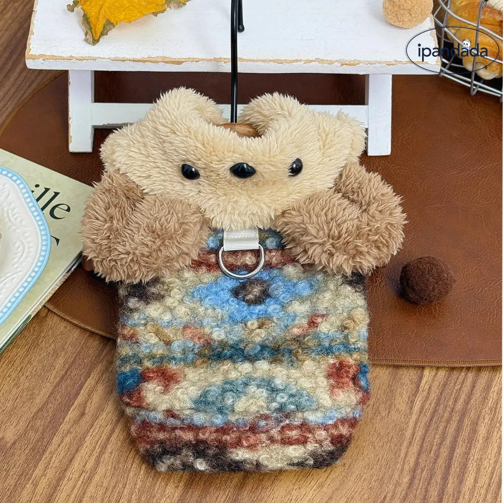 冬用 厚手 保温 ヘリンボーン フリース ペット用 犬 猫 バイカラー イヤー フード付き スウェットシャツ ID3360