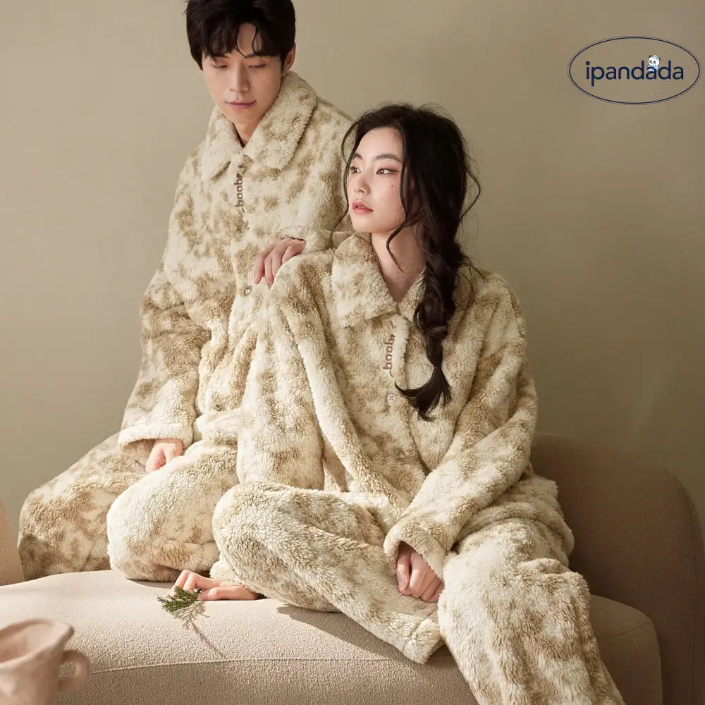 冬用 カップル パジャマ サンゴフリース 裏起毛 厚手 ゆったり 保温 フランネル メンズ ルームウェア レディース 秋冬用 ID3538