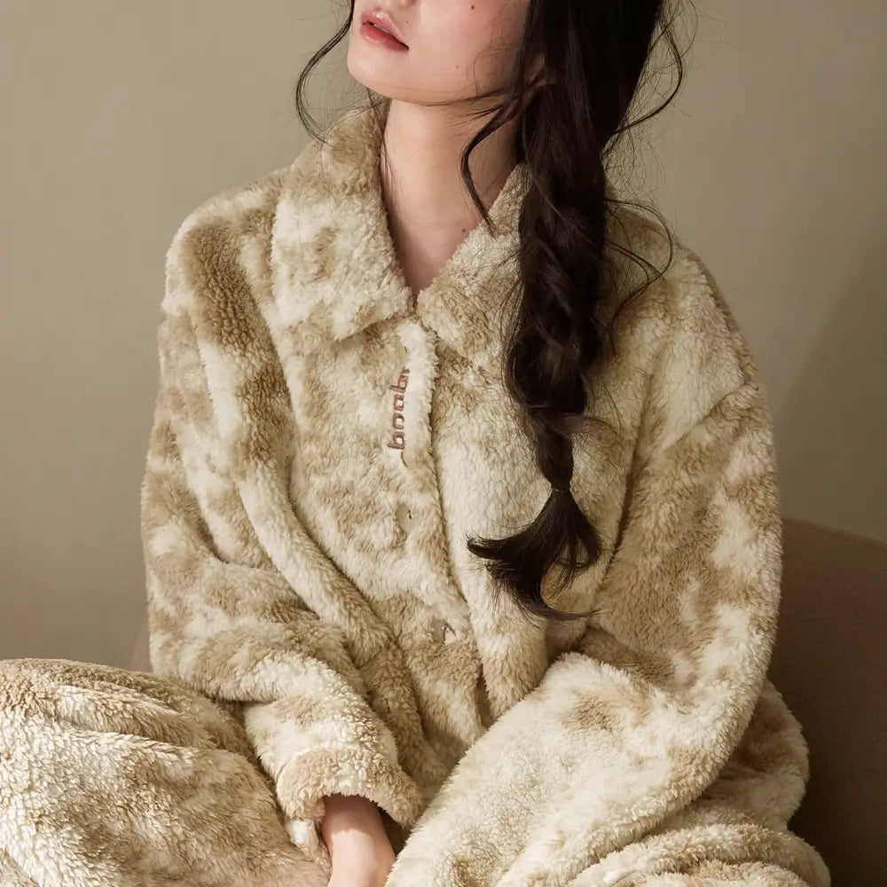 冬用 カップル パジャマ サンゴフリース 裏起毛 厚手 ゆったり 保温 フランネル メンズ ルームウェア レディース 秋冬用 ID3538 写真通り / レディースＭ