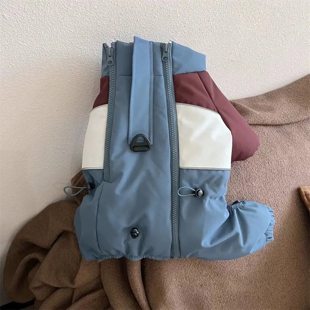 冬用 可愛い コート 小型犬 テディ ペット 厚手 ビションフリーゼ 保温 服 四肢付き ID3261 ブルー / S