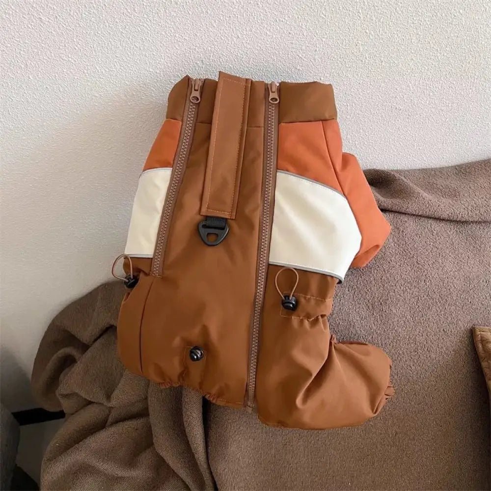 冬用 可愛い コート 小型犬 テディ ペット 厚手 ビションフリーゼ 保温 服 四肢付き ID3261 オレンジ / S