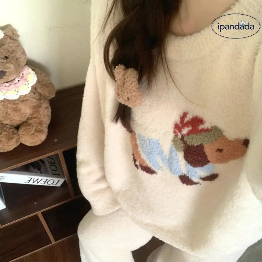 冬用 パジャマ レディース 厚手 裏起毛 セット 新作 カートゥーン フランネル ルームウェア 冬 可愛い ID3542