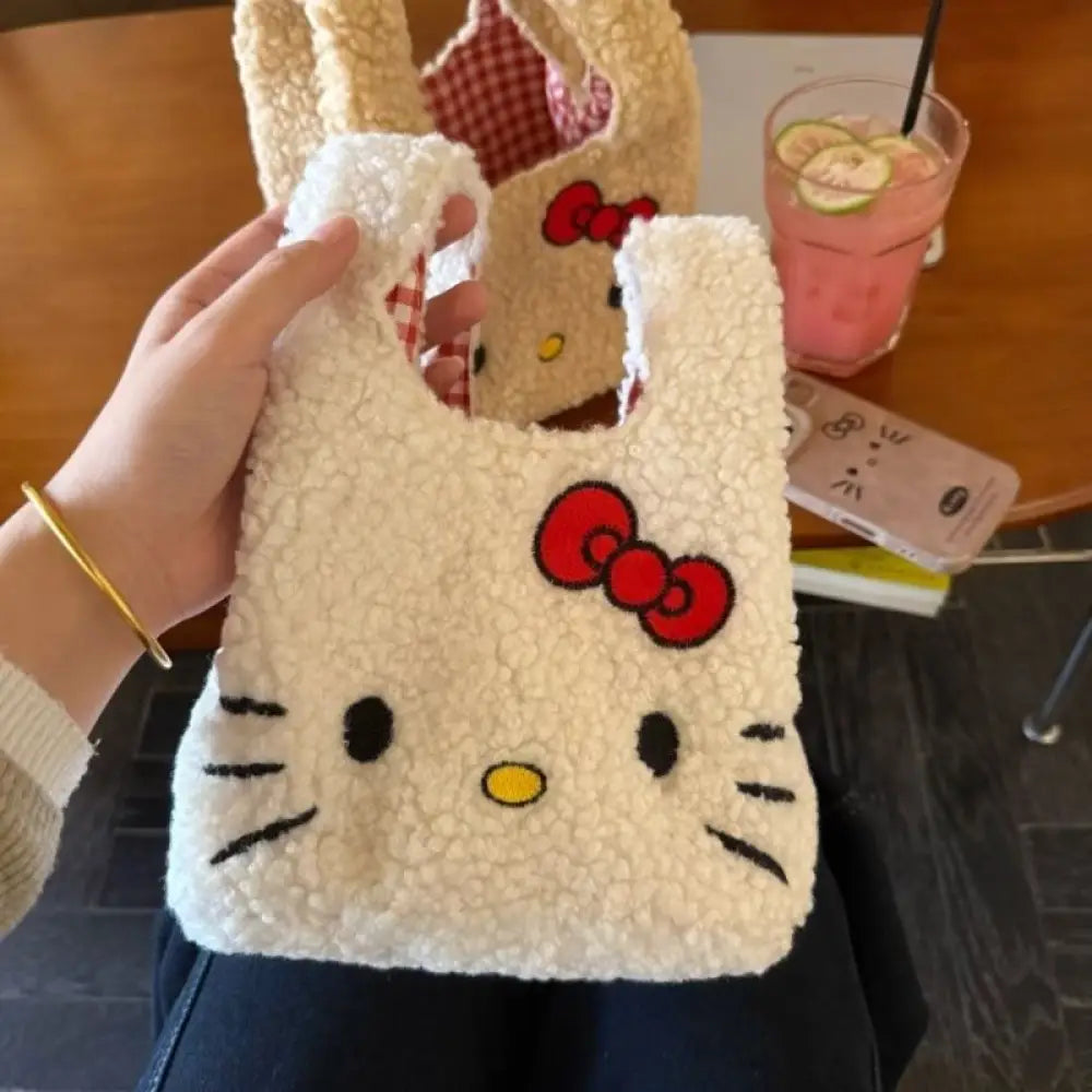 冬用 ラムウールハンドバッグ ハローキティ 可愛い キティ 通勤 バッグ ID3794