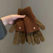 冬用 リバーシブル 暖かい カラーブロック ニットウール 手袋 おしゃれ レディース 保温 サイクリング プレゼント 女性 ID3663 インテリア雑貨＞ファッション雑貨