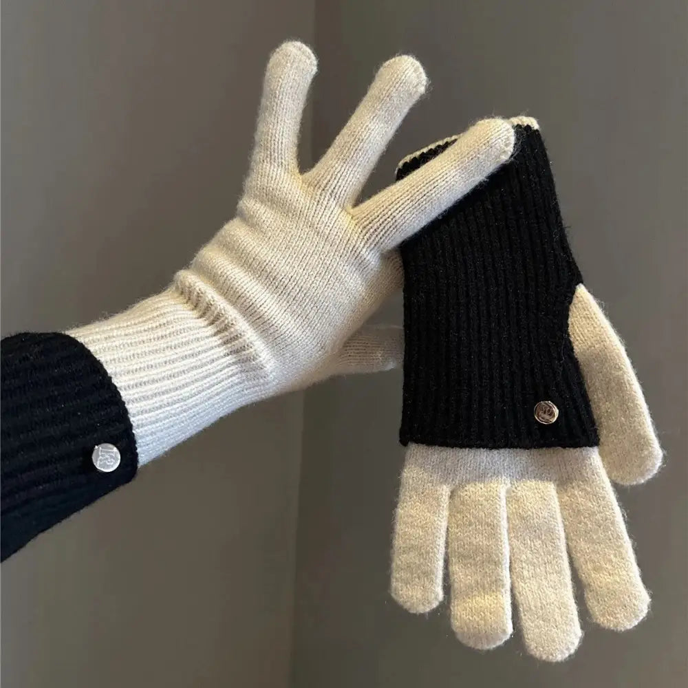 冬用 リバーシブル 暖かい カラーブロック ニットウール 手袋 おしゃれ レディース 保温 サイクリング プレゼント 女性 ID3663 タイプ⑦ / フリー インテリア雑貨＞ファッション雑貨