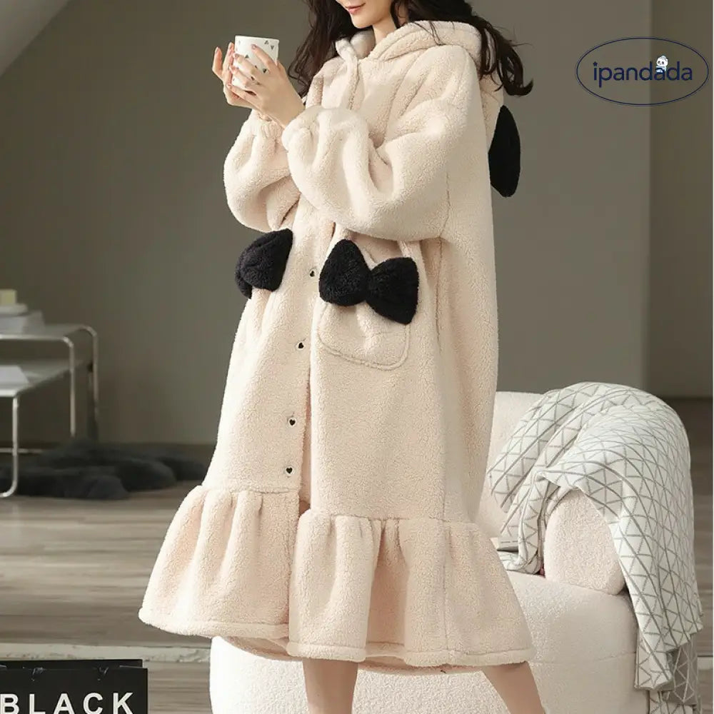 冬用 ルームウェア パジャマ ナイトガウン ワンピース 前開き レディース 大人 高級 着る毛布 羽織 もこもこ ロングカーディガン 暖かい 真冬 ボア ネル 表裏起毛 ふわもこ パーカー フード付き あったか 長袖 厚手 かわいい