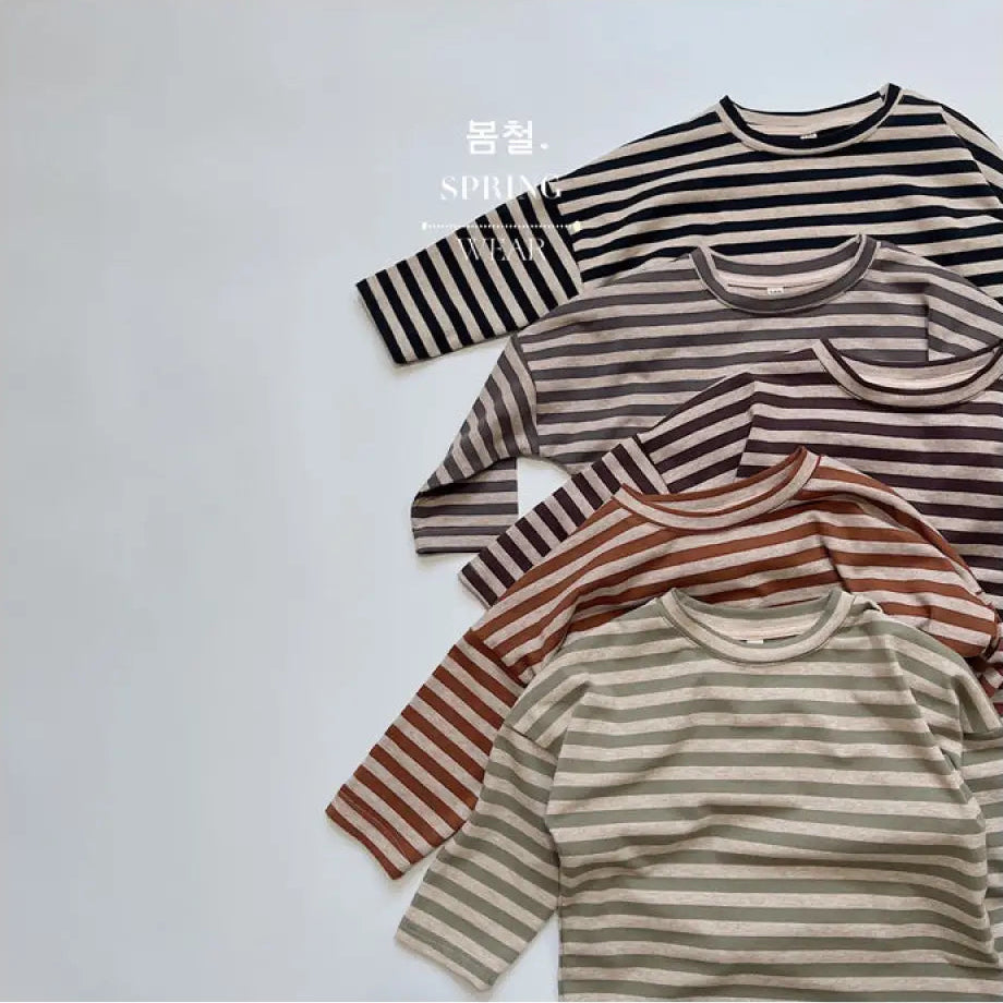 多色展開 大人っぽく着こなせる キッズ 長袖Tシャツ ストライプ 綿 韓国風 肌着 重ね着 おしゃれベース 春 夏 ID3992 ベビー＆キッズ＞キッズ