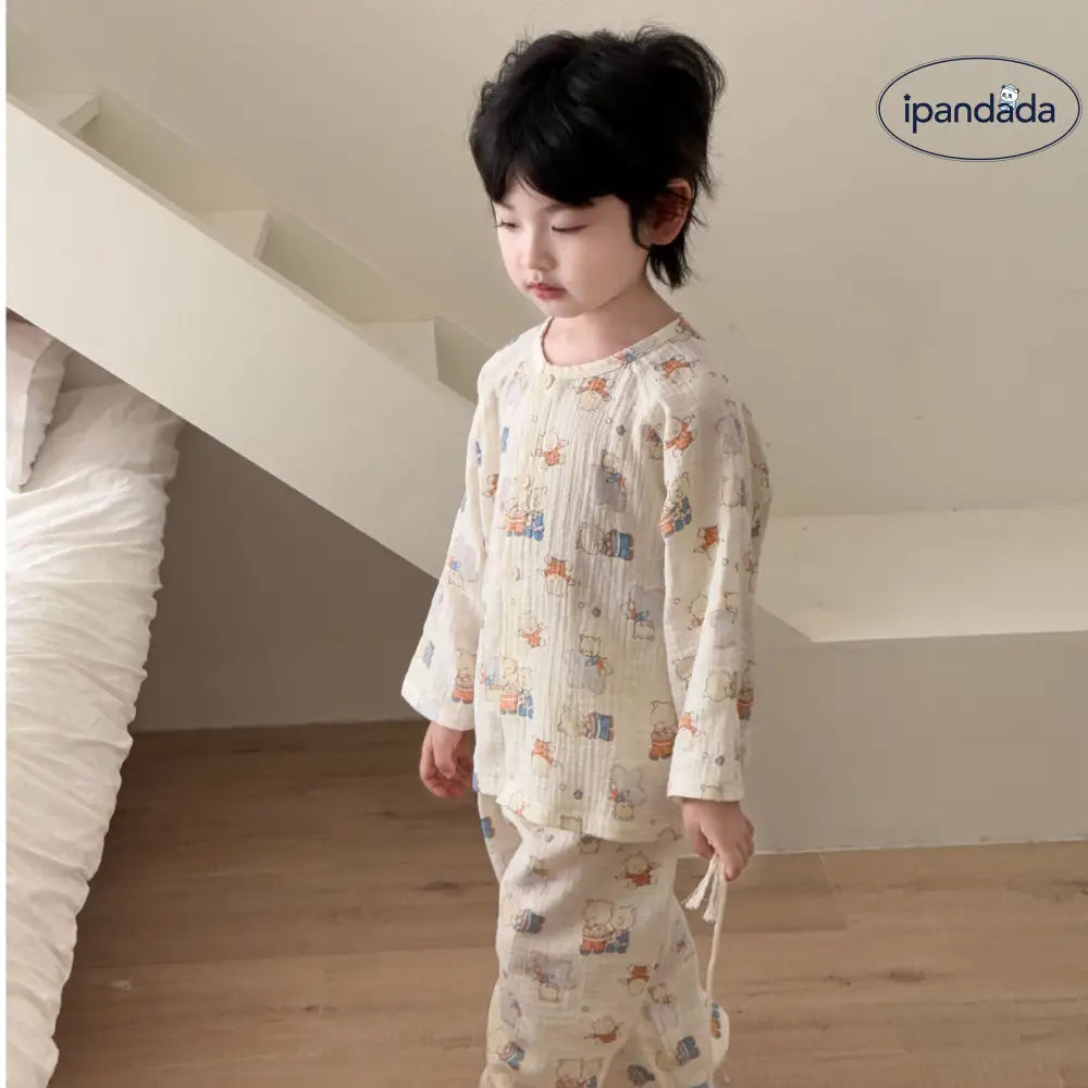 多色展開 花柄 パジャマセット キッズ 長袖 ゆったりシルエット 親子で揃えたい 優しいふんわり感 人気シリーズ ルームウェア 春 新入荷 ID4007 ベビー＆キッズ＞キッズ