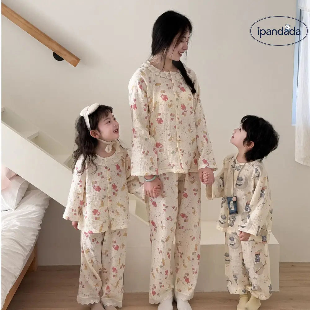 多色展開 花柄 パジャマセット キッズ 長袖 ゆったりシルエット 親子で揃えたい 優しいふんわり感 人気シリーズ ルームウェア 春 新入荷 ID4007 ベビー＆キッズ＞キッズ