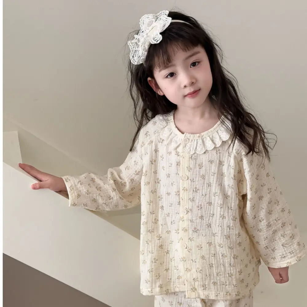 多色展開 花柄 パジャマセット キッズ 長袖 ゆったりシルエット 親子で揃えたい 優しいふんわり感 人気シリーズ ルームウェア 春 新入荷 ID4007 タイプ⑥ / 73cm ベビー＆キッズ＞キッズ