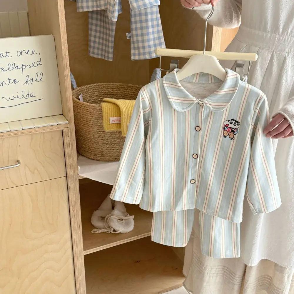 多色展開 キティ キッズ パジャマ セット 長袖 開襟シャツ 中童 大童 男女兼用 秋 春 キャラクター 2点セット 暖かい ID4032 タイプ② / 80cm ベビー＆キッズ＞キッズ