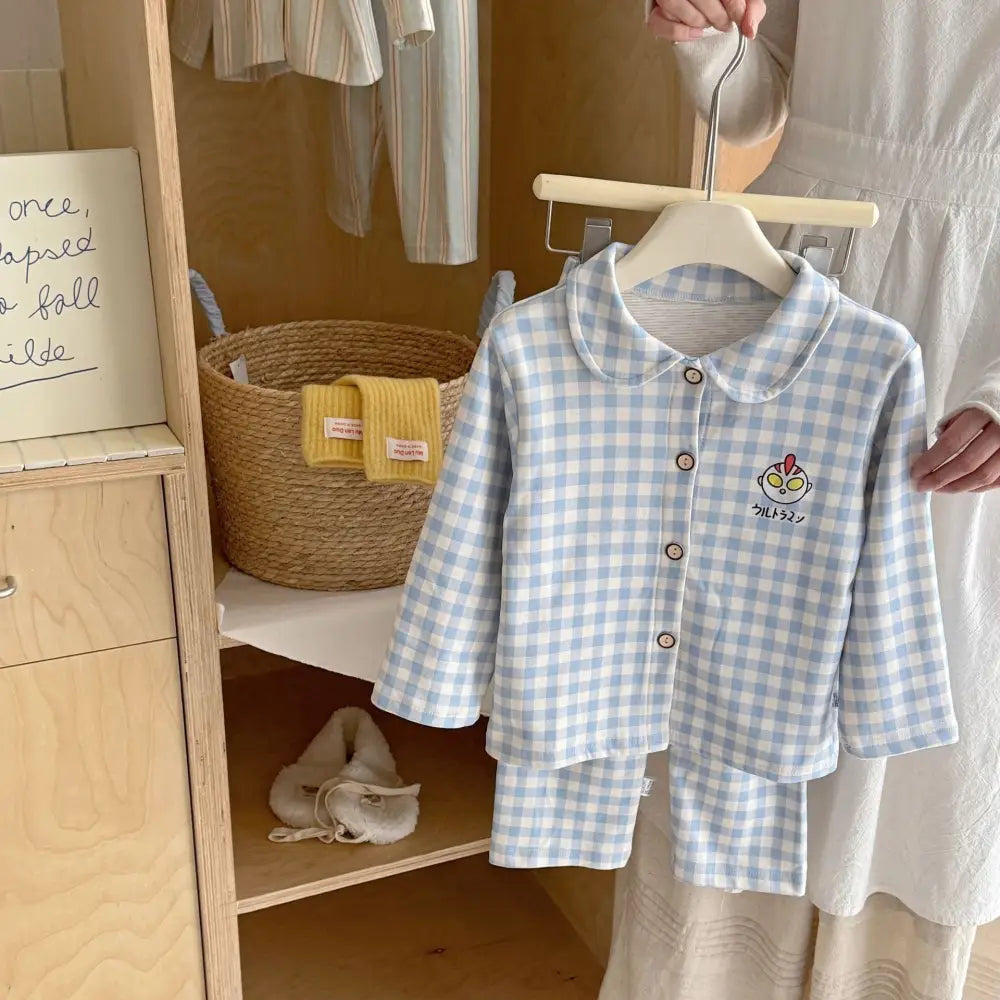 多色展開 キティ キッズ パジャマ セット 長袖 開襟シャツ 中童 大童 男女兼用 秋 春 キャラクター 2点セット 暖かい ID4032 タイプ③ / 80cm ベビー＆キッズ＞キッズ