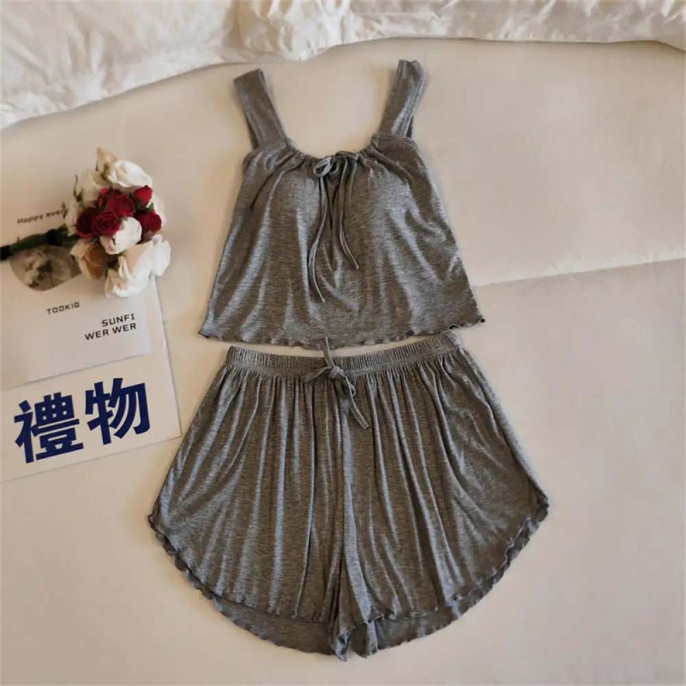 ID684 ナイトブラ 育乳ナイトブラ 多色展開 キャミソール パンツ セットアップ ルームウェア カップ付き 夏 キャミ 部屋着 ナイトブラ一体型 マタニティ パジャマ 寝間着 可愛い タイプ⑤ / M レディース＞セットアップ