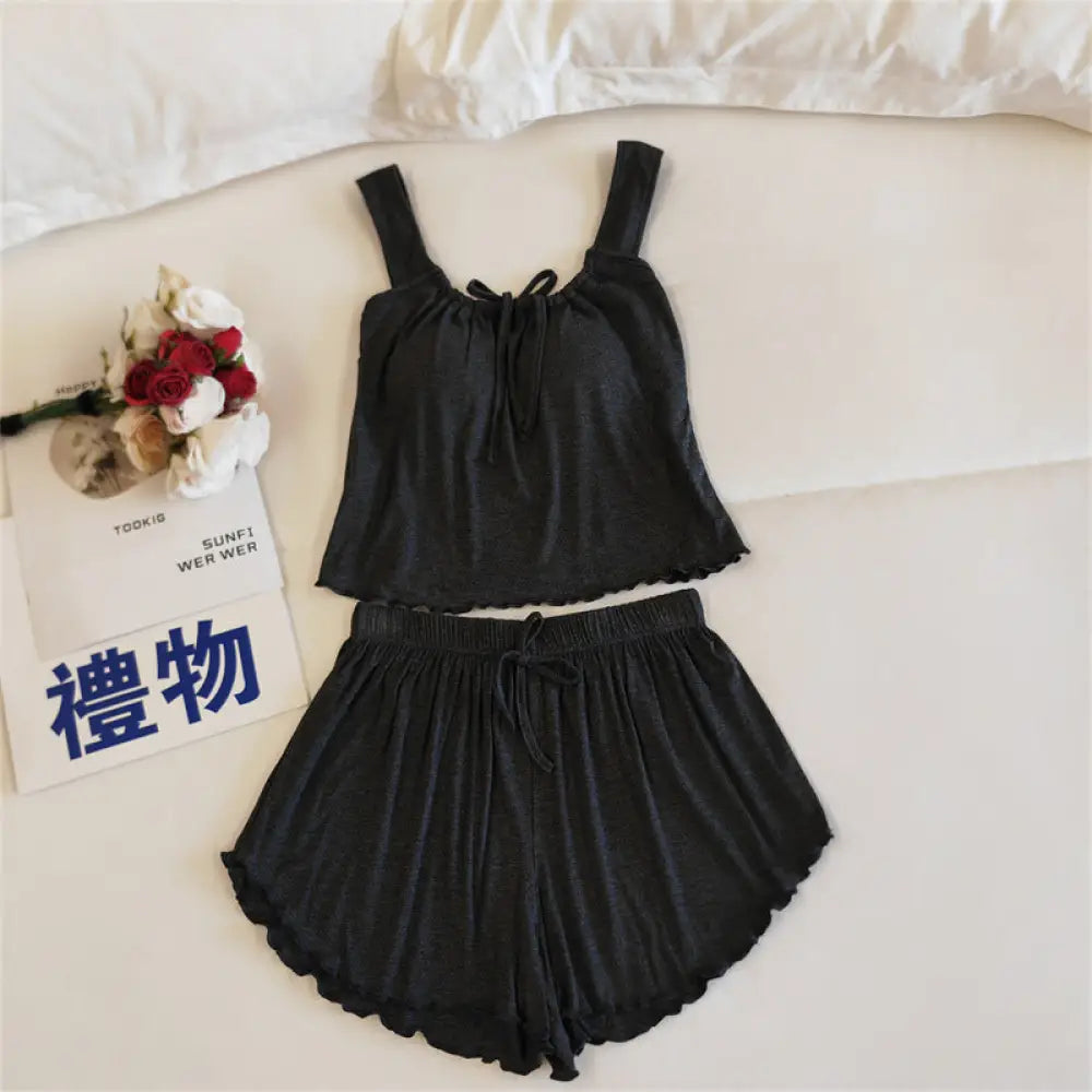 ID684 ナイトブラ 育乳ナイトブラ 多色展開 キャミソール パンツ セットアップ ルームウェア カップ付き 夏 キャミ 部屋着 ナイトブラ一体型 マタニティ パジャマ 寝間着 可愛い タイプ⑥ / M レディース＞セットアップ